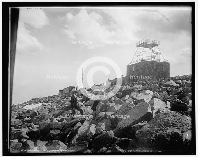 Station and hotel, summit of Pike's Peak, c1900. Creator: William H. Jackson.
