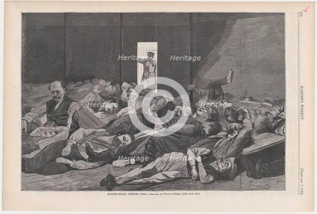 Station-House Lodgers (Harper's Weekly, Vol. XVIII), February 7, 1874. Creator: Unknown.