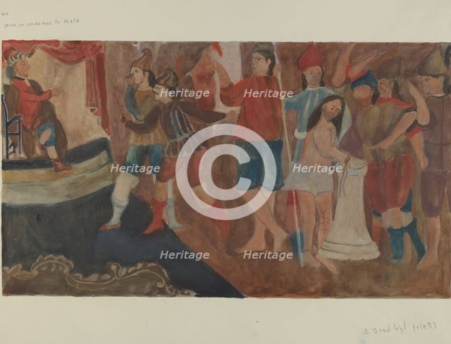 Station of the Cross No. 1: "Jesus is Condemned to Death, c. 1936. Creator: Beulah Bradleigh.