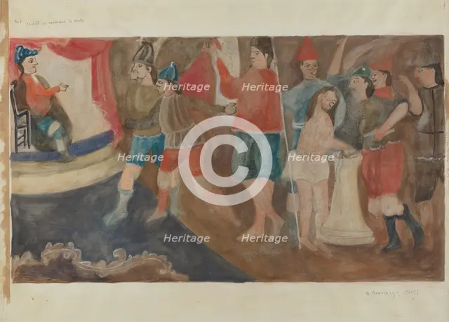 Station of the Cross No. 1: "Jesus is Condemned to Death, c. 1936. Creator: Beulah Bradleigh.