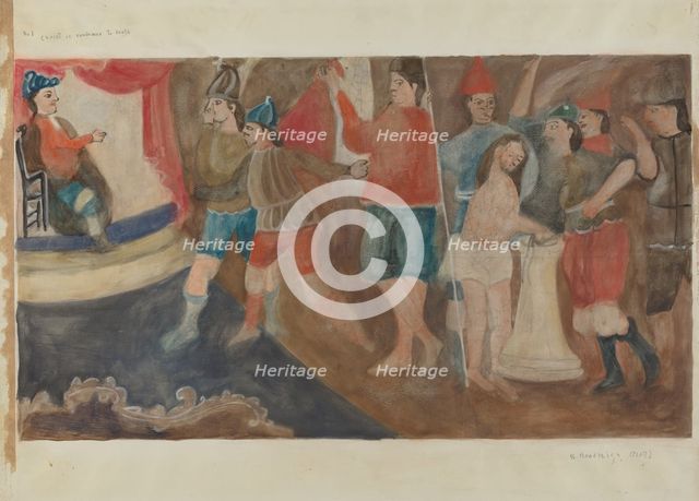 Station of the Cross No. 1: "Jesus is Condemned to Death, c. 1936. Creator: Beulah Bradleigh.