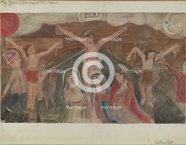 Station of the Cross No. 12: "Jesus Dies Upon the Cross", c. 1936. Creator: Geoffrey Holt.