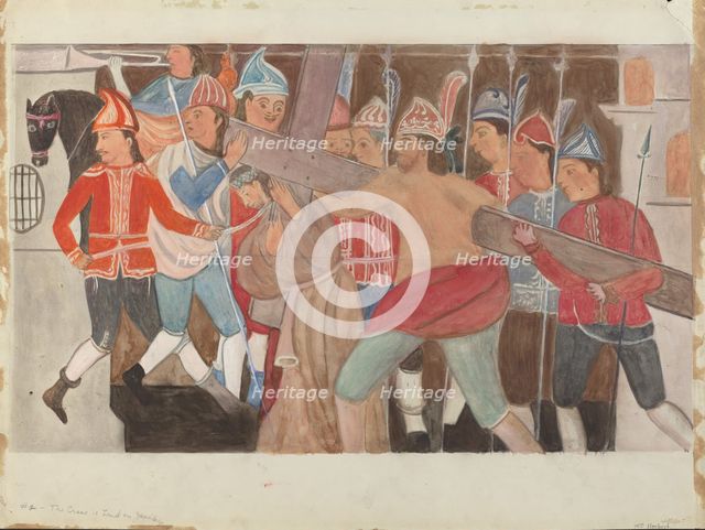 Station of the Cross No. 2: "The Cross is Laid on Jesus", c. 1936. Creator: William Herbert.
