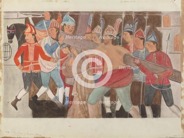 Station of the Cross No. 2: "The Cross is Laid on Jesus", c. 1936. Creator: William Herbert.