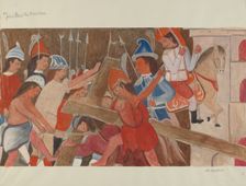 Station of the Cross No. 3: "Jesus Falls the First Time", c. 1936. Creator: William Herbert