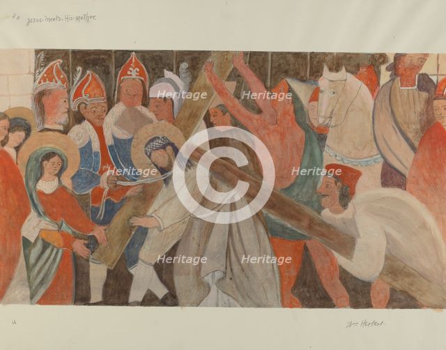 Station of the Cross No. 4: "Jesus Meets His Mother", c. 1936. Creator: William Herbert.