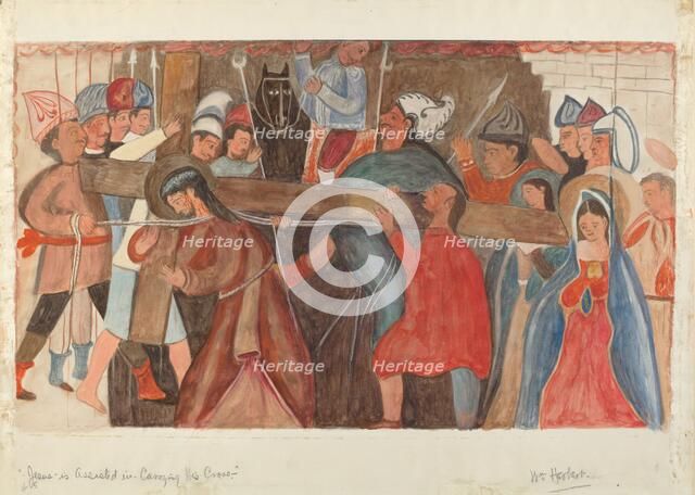 Station of the Cross No. 5: "Jesus is Assisted in Carrying His Cross, c. 1936. Creator: William Herbert.