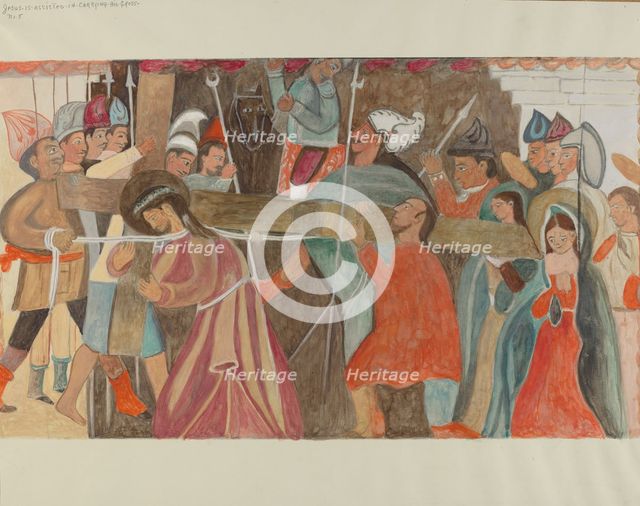 Station of the Cross No. 5: "Jesus is Assisted in Carrying His Cross, c. 1936. Creator: William Herbert.
