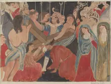 Station of the Cross No. 6: "Veronica RendersService to Jesus", c. 1936. Creator: Geoffrey Holt