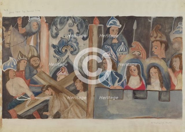 Station of the Cross No. 7: "Jesus Falls the Second Time", c. 1936. Creator: Beulah Bradleigh.