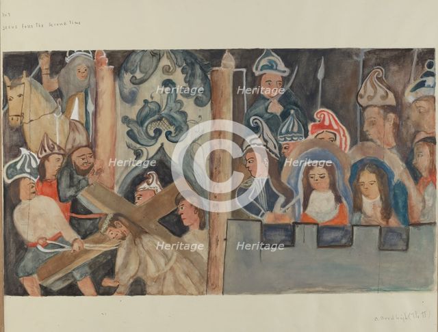 Station of the Cross No. 7: "Jesus Falls the Second Time", c. 1936. Creator: Beulah Bradleigh.
