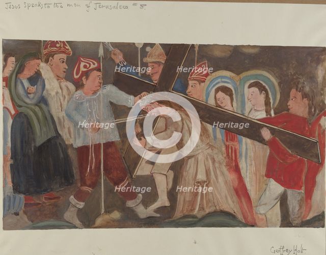 Station of the Cross No. 8: "Jesus Speaks to the Women of Jerusalem", c. 1936. Creator: Geoffrey Holt.