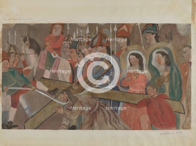 Station of the Cross No. 9: "Jesus Falls the Third Time, c. 1936. Creator: Beulah Bradleigh.