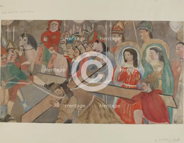 Station of the Cross No. 9: Jesus Falls the Third Time, c. 1936. Creator: Beulah Bradleigh.