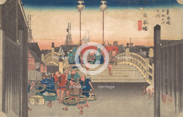 Stations One: Morning View of Nihonbashi, ca. 1833-34., ca. 1833-34. Creator: Ando Hiroshige.