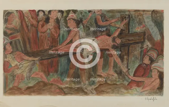 Stations of the Cross No. 11. "Jesus is Nailed to the Cross, 1941. Creator: Cornelius Christoffels.