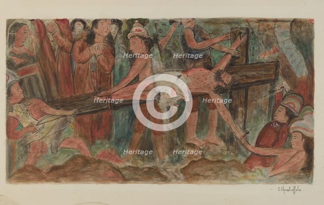 Stations of the Cross No. 11. "Jesus is Nailed to the Cross, 1941. Creator: Cornelius Christoffels.