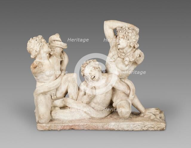 Statuary Group of Three Satyrs Fighting a Serpent, about 1st century CE. Creator: Unknown.
