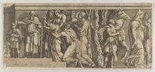 Statue of Niobe and her Worshippers, with Apollo and Diana and other Figures, 1543-47. Creator: Unknown