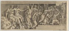 Statue of Niobe and her Worshippers, with Apollo and Diana and other Figures, 1543-47. Creator: Anon