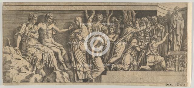 Statue of Niobe and her Worshippers, with Apollo and Diana and other Figures, 1543-47. Creator: Anon.