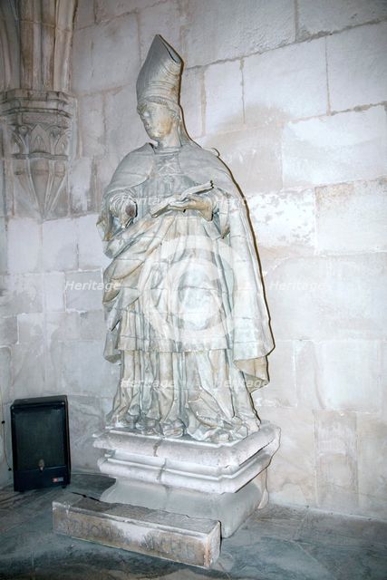 Statue of a bishop, Monastery of Alcobaca, Alcobaca, Portugal, 2009.  Creator: Samuel Magal.