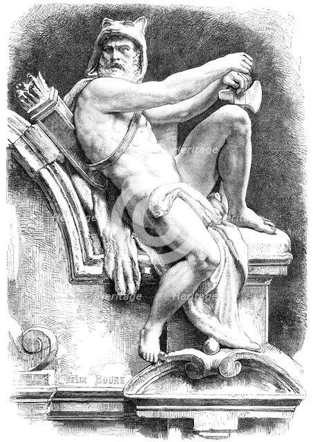 Statue of a Gaulish Warrior on the Warriors' Gate, Antwerp, 1868. Creator: Unknown.