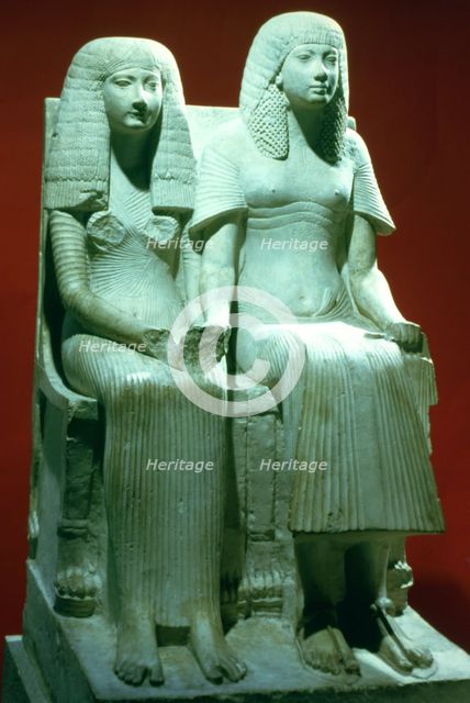 Statue of a Husband and Wife, Egyptian, 18th Dynasty. Artist: Unknown