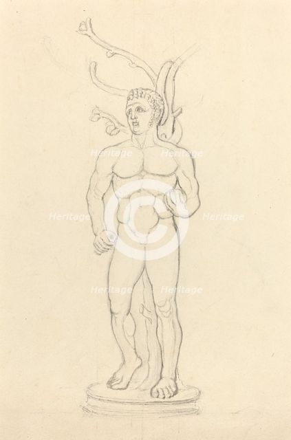Statue of a Male Nude before a Tree. Creator: John Flaxman.