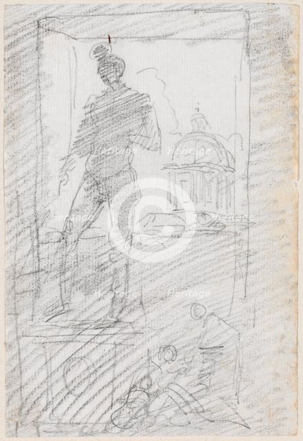 Statue of a Nude before a Window View, probably c. 1754/1765. Creator: Hubert Robert.
