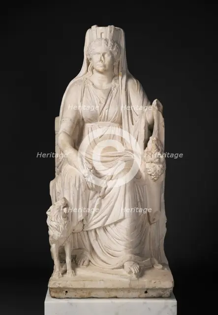 Statue of a Seated Cybele with the Portrait Head of her Priestess, about A.D. 50. Creator: Unknown.