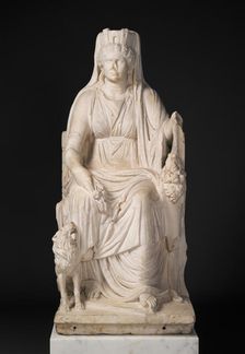 Statue of a Seated Cybele with the Portrait Head of her Priestess, about A.D. 50. Creator: Unknown