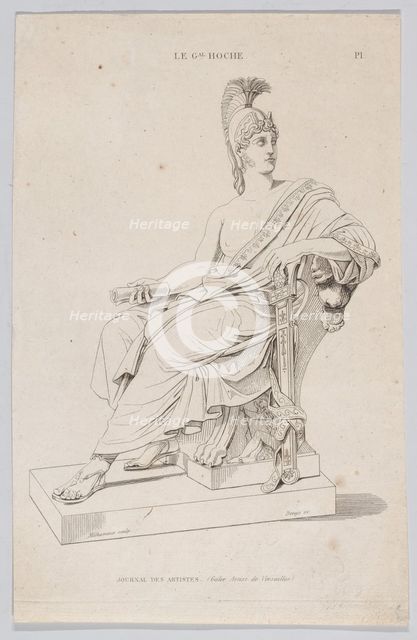 Statue of a seated Roman, from Journal des Artistes, 1827-48. Creator: Anon.