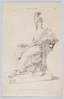 Statue of a seated Roman, from Journal des Artistes, 1827-48. Creator: Anon
