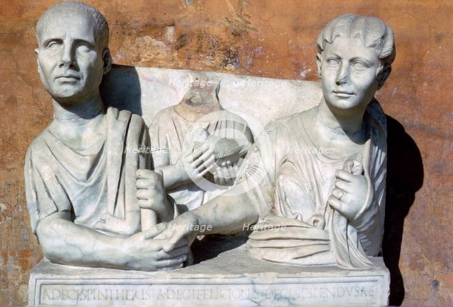 Statue of a Roman husband and wife. Artist: Unknown