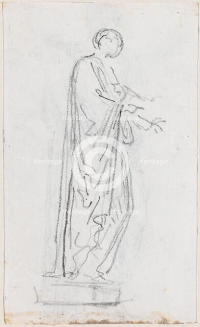Statue of a Roman Woman (Female Deity?) Seen from the Side [verso], probably c. 1754/1765. Creator: Hubert Robert.