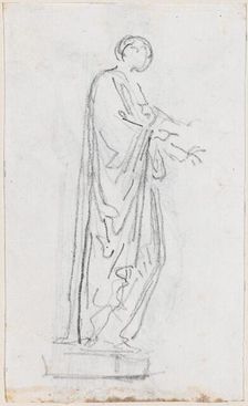 Statue of a Roman Woman (Female Deity?) Seen from the Side [verso], probably c. 1754/1765. Creator: Hubert Robert