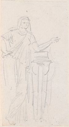 Statue of a Vestal Virgin, probably c. 1754/1765. Creator: Hubert Robert