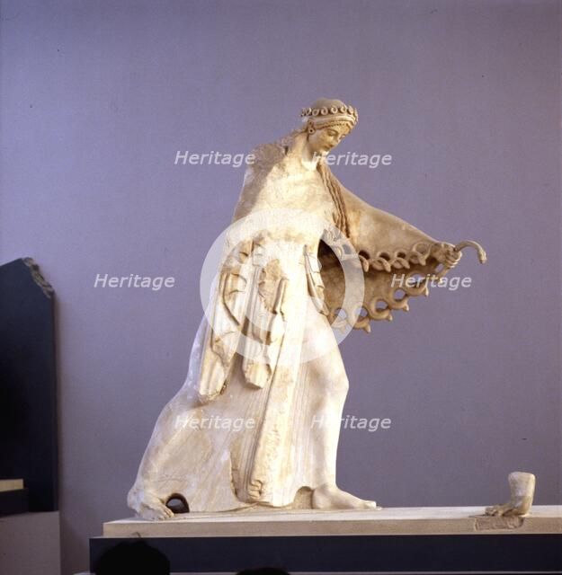 Statue of Athena from the ancient Temple of Athena on the Acropolis, c525 BC. Artist: Unknown.