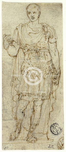 Statue of Augustus Caesar (recto and verso), n.d. (recto); Late 16th c.(verso). Creator: Unknown.