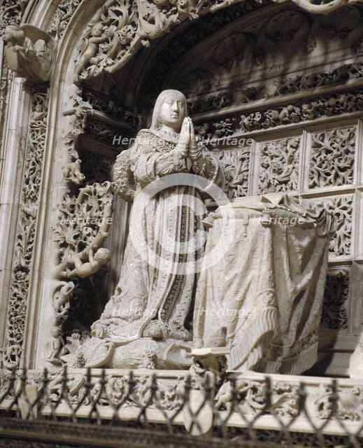 Statue of Alfonso, Infante of Castile (1453-1468) in his grave to the Charterhouse of Miraflores.