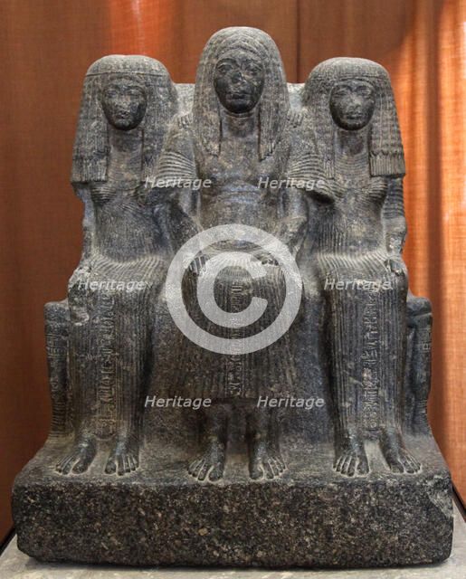 Statue of Amenemheb, Governor of Thebes, with his wife and mother, 14th century BC. Artist: Unknown