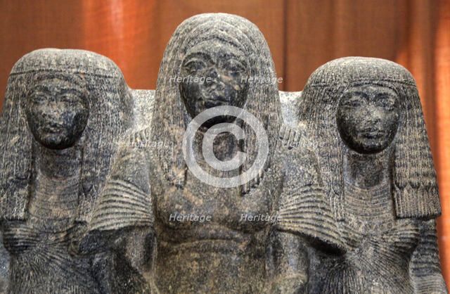 Statue of Amenemheb, Governor of Thebes, with his wife and mother, 14th century BC. Artist: Unknown