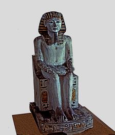 Statue of Amenhotep I, made in polychromed limestone