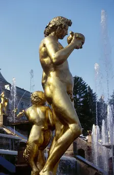 Statue of Bacchus, the Grand Cascade, Peterhof Palace, near Saint Petersburg, Russia, (2003). Creator: LTL