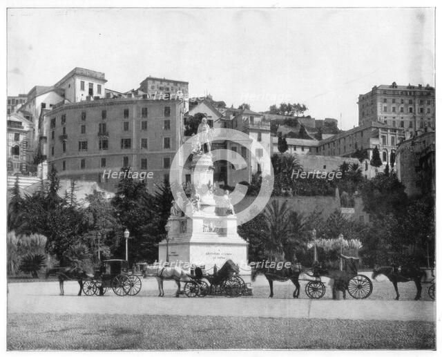 Statue of Columbus, Genoa, Italy, late 19th century.Artist: John L Stoddard