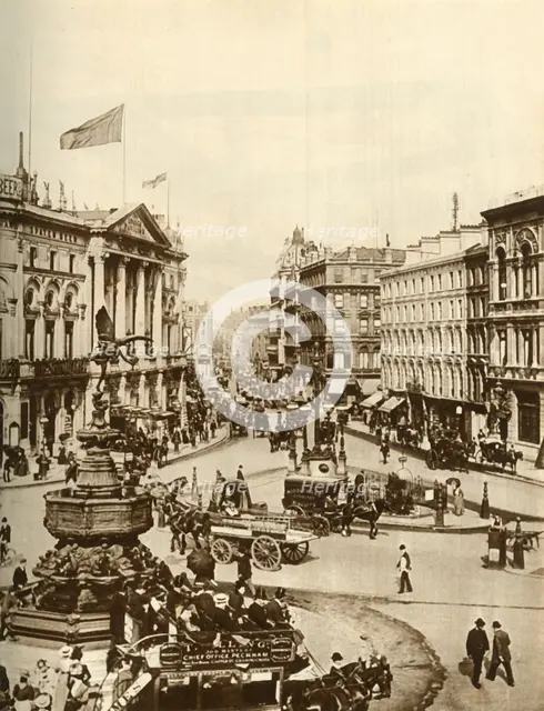 Statue of Eros at Piccadilly Circus, London, c1910, (1935).  Creator: Unknown.