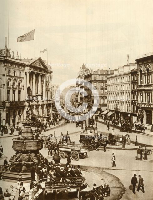 Statue of Eros at Piccadilly Circus, London, c1910, (1935).  Creator: Unknown.