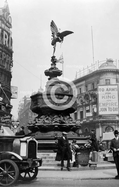 Statue of Eros, Piccadilly Circus, Westminster, London, 1915.  Creator: Unknown.