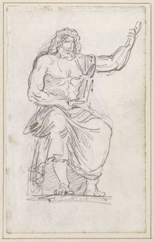 Statue of Jupiter, Seated [recto], 1754/1765. Creator: Hubert Robert